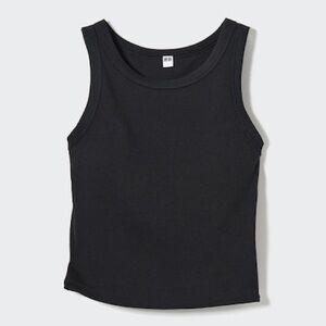 Uniqlo rib cropped built-in bra tank top black size S EUC